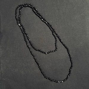 Black Long Beaded Necklace